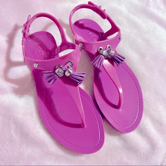 Tod's Shoes Tods Jelly Nikel Rubber Tstrap Sandals Poshmark